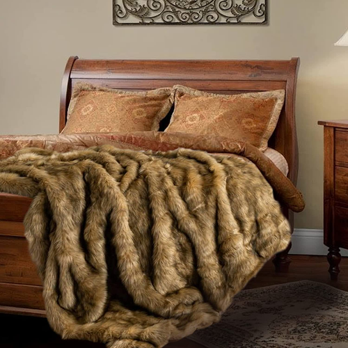 Luxury Golden Faux Fur Blanket, 60"X 80" Large Fur Throw Blankets for Bed, Couch - Picture 7 of 10