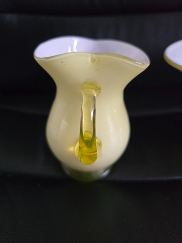 Small VASELINE glass JUG and BOWL- Green GLOW under UV- VINTAGE. uranium glass - Picture 7 of 20