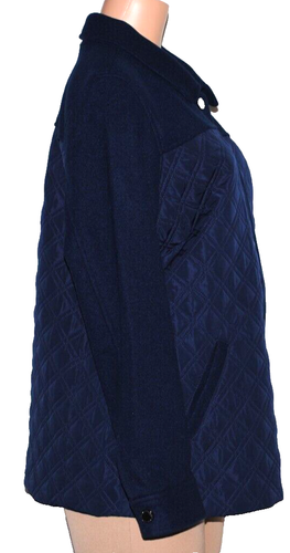 Isaac MizrahiLive! Estate Mixed Media Quilted Jacket w/Lining, Navy 2X A606742 - Picture 4 of 5