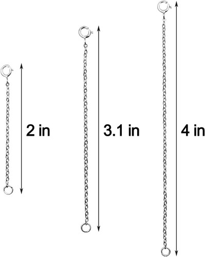 3 Pieces 925 Sterling Silver Necklace Extenders Necklace Extension Chain For Wo - Picture 6 of 7