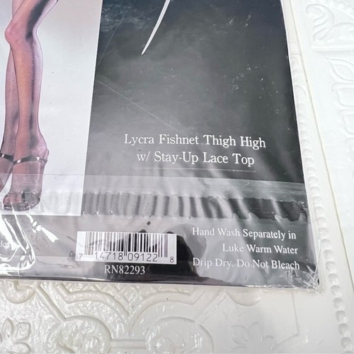 Fishnet Thigh High Stockings RED Stay Up Lace Top Leg Avenue 9122 Party OS - Picture 3 of 3