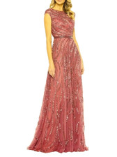 Mac Duggal Raspberry Plum Purple Sequin Beaded A-Line Gown Size 2 $598