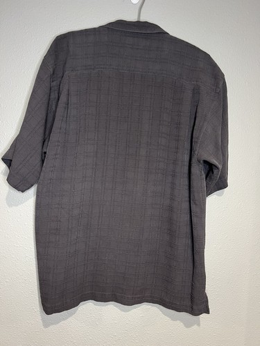 Tommy Bahama Hemd Herren Größe M Grau Camp 100% Seide Knopfleiste - Bild 5 von 6