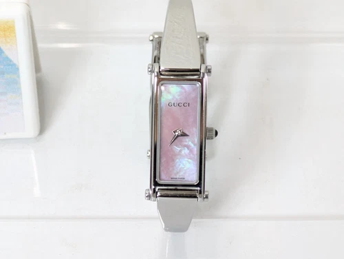 GUCCI 1500L Watch Silver Pink Shell Dial Women’s Bangle Wrist Watch 5.5-16cm - Picture 6 of 24