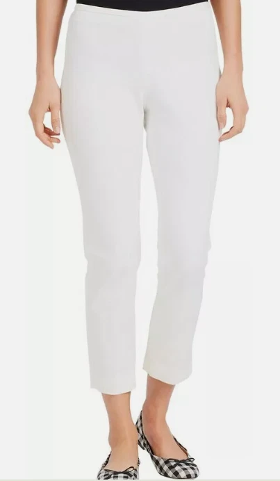 J. Mclaughlin Size 14 Dock Capri Slim Stretch Pants in White NEW
