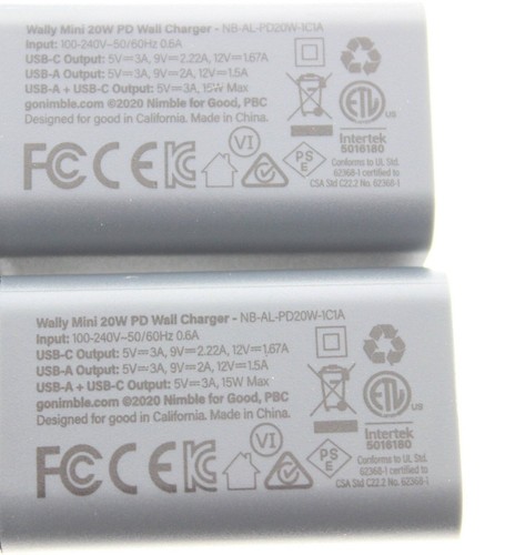 Nimble Wally Mini+ Dual Wall Charger 20W Fast Charging USB C (2 PACKS) - Picture 5 of 7