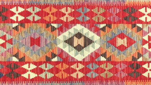 Afghan Maimana Kelim Teppich 70x190 Handgewebt Läufer Bunt Geometrisch c - Picture 2 of 4
