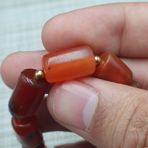 Stunning Antique African Carnelian Beaded Bracelet From Mali - Picture 2 of 24