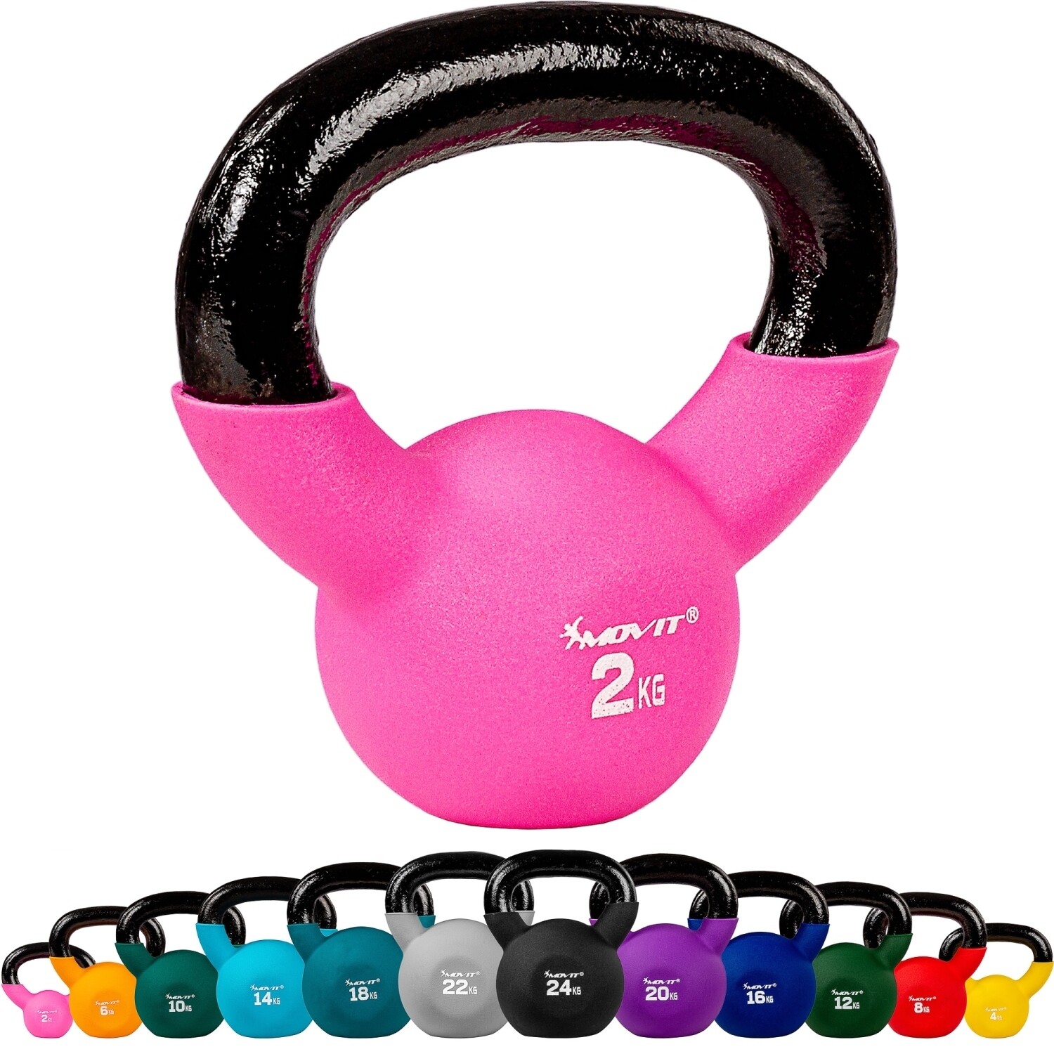MOVIT Kettlebell 2-24 kg Gusseisen Kugelhantel Schwunghantel Kugelgewicht