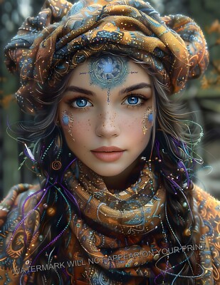 Beautiful Celtic Druid Priestess Storyteller Mystical Lore Keeper Giclée 8.5X11