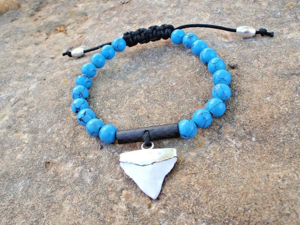 "Deep blue" 925 silber bracelet armband real sharkteeth chaolite luxury limited - Bild 2 von 4