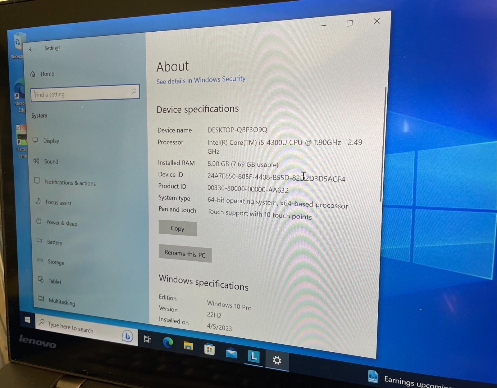 Lenovo ThinkPad X1 Carbon 2ndGen Laptop i5-4300U / 1.90GHz / 8GB RAM / 128GB SSD - Picture 5 of 12
