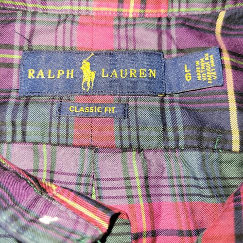 Camicia Ralph Lauren uomo L grande vestibilità classica viola a quadri LS abbottonata - Foto 11 di 24