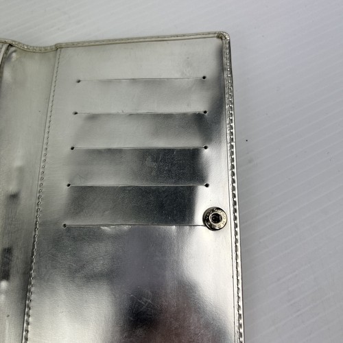 Silver Clutch Bag Wristlet Karen Millen Patent Edgy Party Geometric Modern Disco - Picture 8 of 20