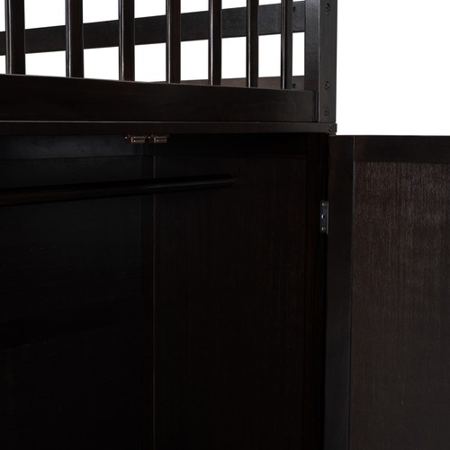 Twin-Twin over Full L-Shaped Bunk Bed Frame W/ 3 Drawers/ Desk/Wardrobe Espresso - Picture 17 of 23