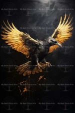 FANTASY RAVEN FINE ART PRINT, Bird Wall Decor, Crow Poster, Surreal Animal