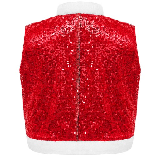 Kids Xmas Santa Elf Vest Open Front Waistcoat Costume Dance Christmas Party - Picture 21 of 69