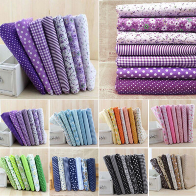 7PCS 100/% Cotton Fabric Assorted Pre-Cut Fat Quarters Bundle DIY Decor 25*25cm