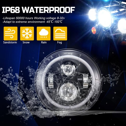 7inch Green Halo LED Headlights DRL Lights Combo Kit For Wrangler JK TJ LJ 7" - Picture 7 of 9