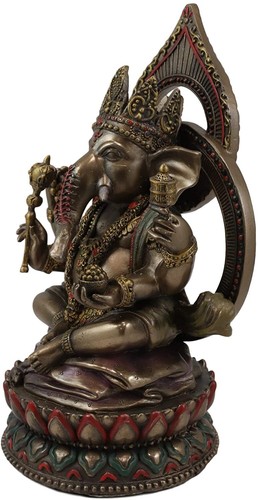 HINDU Decor Throne Sitting Ganesha Figurine 8"H Elephant Deity God Shiva Son - Bild 3 von 8