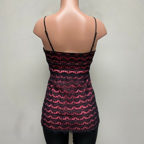 Trina Turk Women Y2K Black Lace Overlay Bustier Silk Cami Strap Tunic Tank Top 0 - Picture 4 of 8