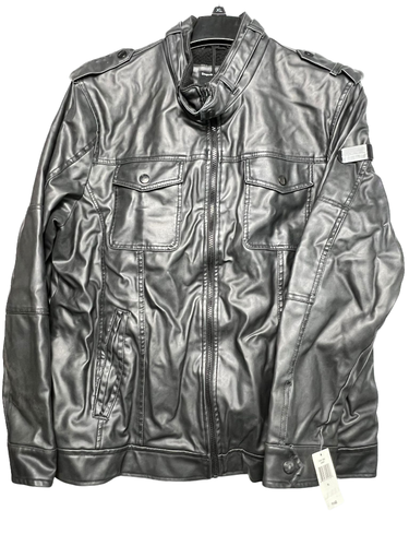 Grey Leather Jacket - XL | eBay