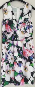 Ralph-Lauren-Dress-Floral-V-Neck-Sleeveless-Silky-Ruched-Empire-Waist-Sz-12P