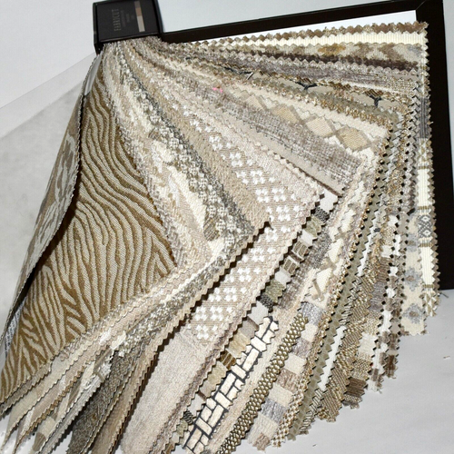 Großes STOFFMUSTERBUCH Beige LEINEN Taupe Sahara Biskuit Sand 38 Teile Posten Polster