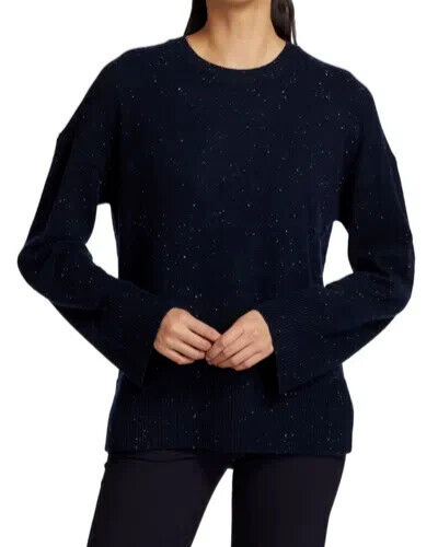 Theory Karenia Donegal Crew marineblau gesprenkelt Wolle Kaschmir Mischung Pullover S neu mit Etikett $ 395 - Bild 1 von 12