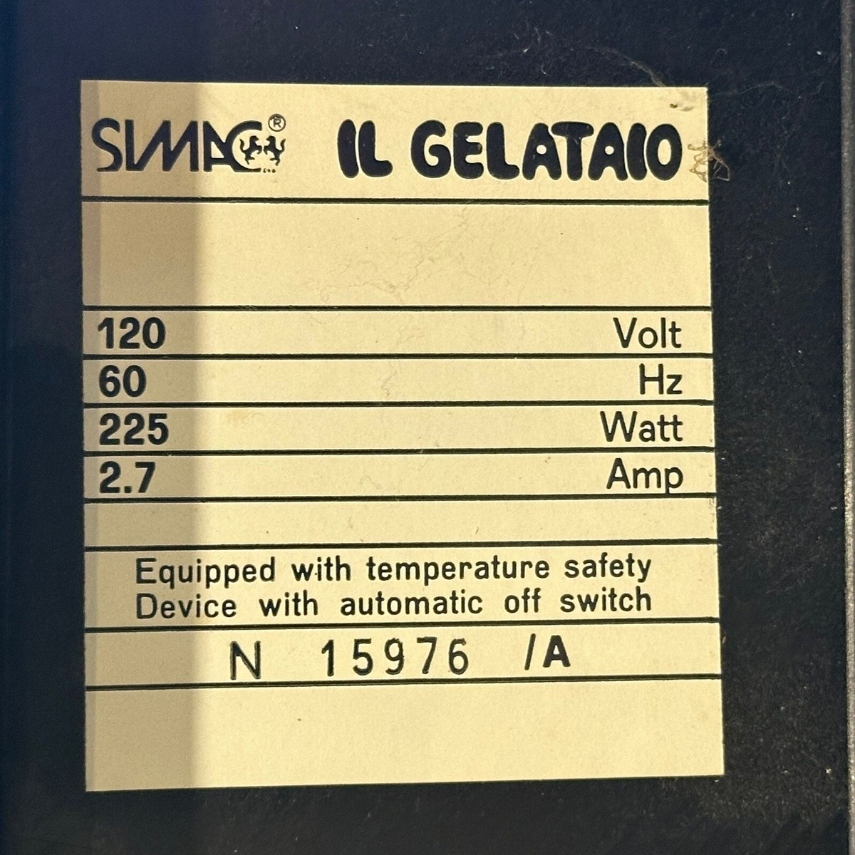 Simac IL Gelataio The Ice Cream Man Maker Vintage 1997 Free