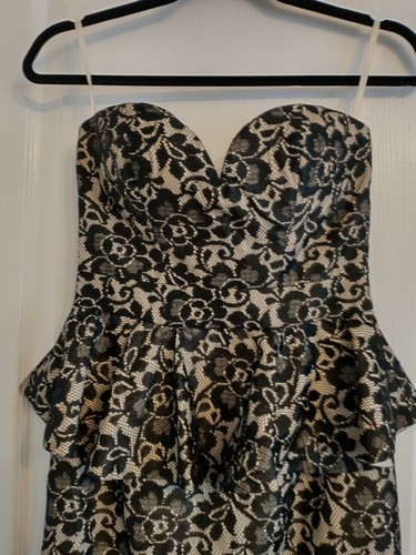 Chi Chi London Black Lace Peplum Midi Dress Size 8 Cocktail Party Formal - Picture 2 of 4