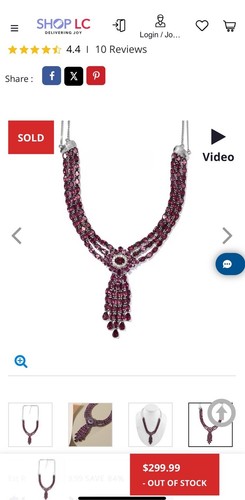Princess Style Triple Garnet Zircon Waterfall Necklace Luxury Sterling 925 NWT - Picture 14 of 14