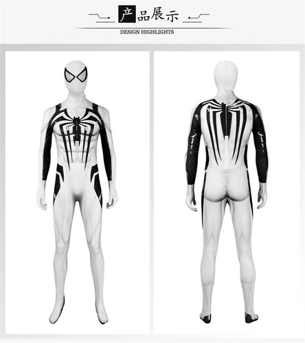 White Spider-Man Jumpsuit Spiderman Anti-Venom Suit Cosplay Costume Halloween - Picture 14 of 15