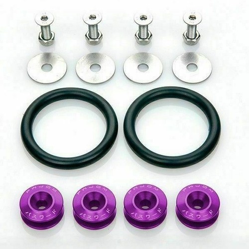 Kit de sujetadores de liberación rápida de aluminio púrpura se adapta a las tapas parachoques y escotilla del maletero del automóvil - Imagen 2 de 5