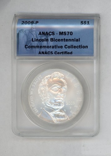 2009 P ~ Lincoln ~ dólar de plata conmemorativo ~ Anacs MS70