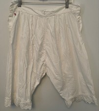 VTG Antique Victorian Edwardian White Cotton Bloomers Knickers adjustable M-XL 
