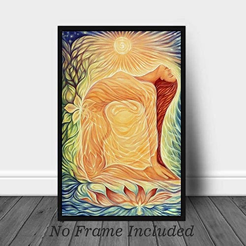Abstract Yoga Meditation Poster, Yoga Girl Sun Chakra Wall Art, Sun Energy He... - Picture 5 of 6