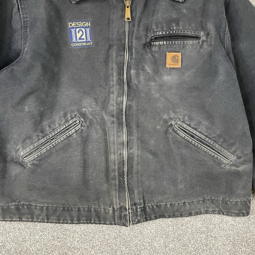 Vintage Carhartt Detroit Jacket J97 PTL Mens XL Petrol Gray Canvas Blanket Lined - Picture 4 of 17