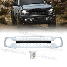 Gloss White Grille For 2021 2022 Ford Bronco Front Bumper Grill Mesh Modified