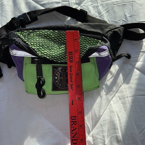 Marsupio vintage anni 80 90 BUGLE BOY neon color block marsupio retrò verde nero - Foto 10 di 10
