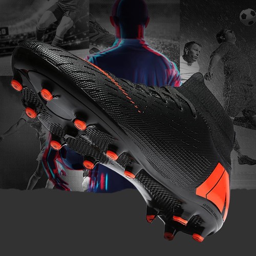 Men's Soccer Shoes Football Cleats with Lace-Up High Top Lightweight Indoor T... - Picture 3 of 8