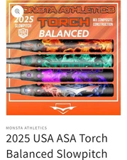 NIW 2025 Monsta Torch Balanced ASA/USA 2-piece Slowpitch Softball Bat *26oz 🔥