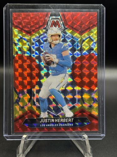 2024 Panini Mosaic - Justin Herbert Choice Fusion Red & Yellow Prizm #120 /80