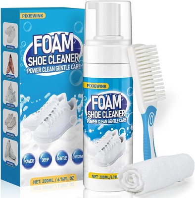 Shoe Cleaner, 6.76 fl oz Shoe Cleaning Kit with Brush and Towel, White Sneaker C