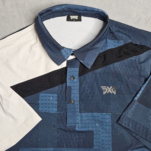PXG Poloshirt Herren Medium weiß blau Colorblock Parsons Xtreme Golf Performance