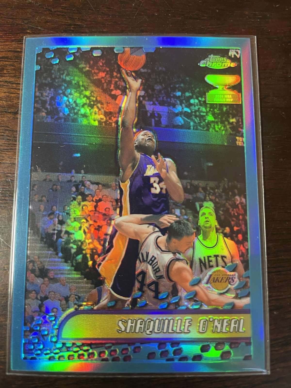 2001 Topps Chrome Refractor #1 Shaquille O’Neal Los Angeles Lakers Centered Nice