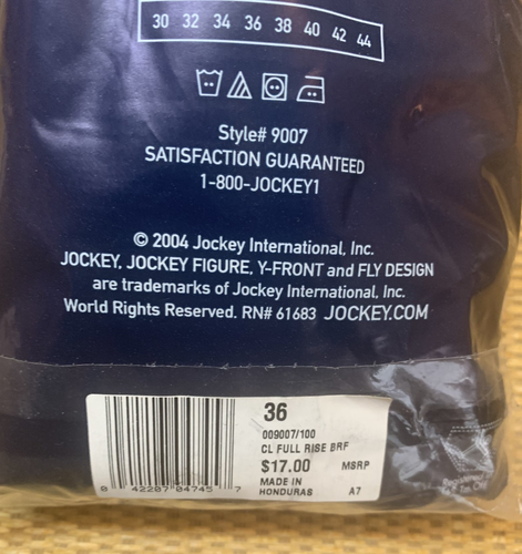 Slip uomo Jockey classico bianco full rise confezione da 3 vintage 2004 taglia 36 - Foto 5 di 5