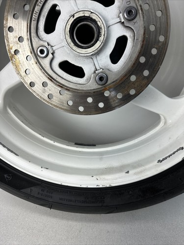 2003 2004 2005 Honda Cbr600rr Rear Back Wheel Rim Tire Rotor Straight Oem White - Picture 2 of 13