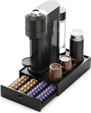 SpaceAid Bamboo Coffee Pod Holder Drawer Storage for Nespresso Medium, Black 