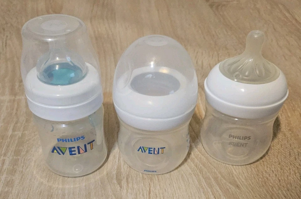 Lote de 11 biberones Philips Avent cuello ancho 4 oz y 9 oz rosa púrpura transparente Foto 3 de 4